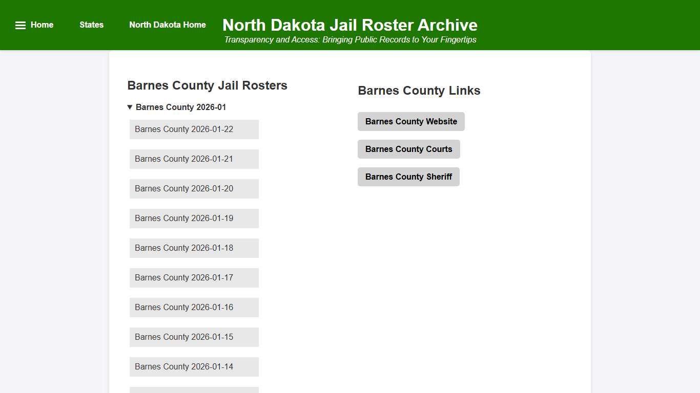 Barnes County - North Dakota Jail Rosters