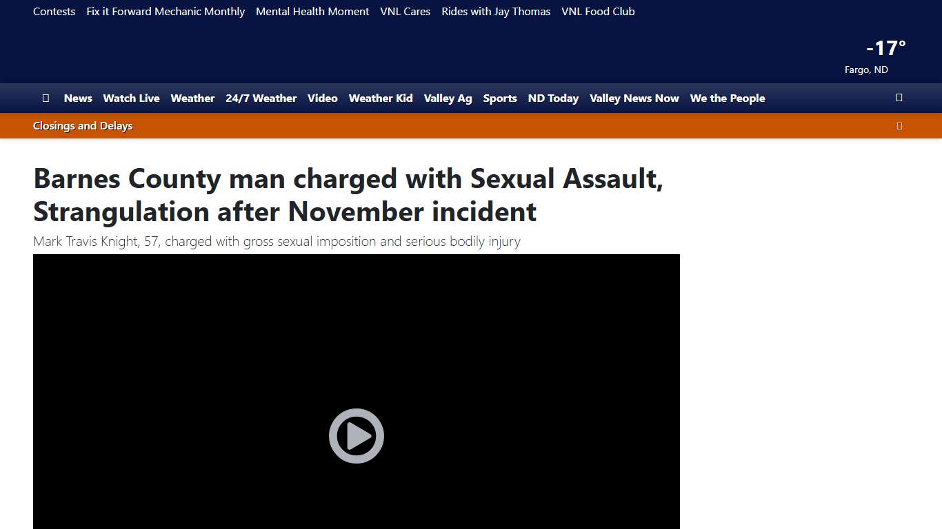Barnes County man charged with Sexual Assault, Strangulation after November incident